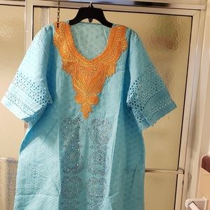 NWOT light Blue Embroider Lace; Maxi L/XL; $75